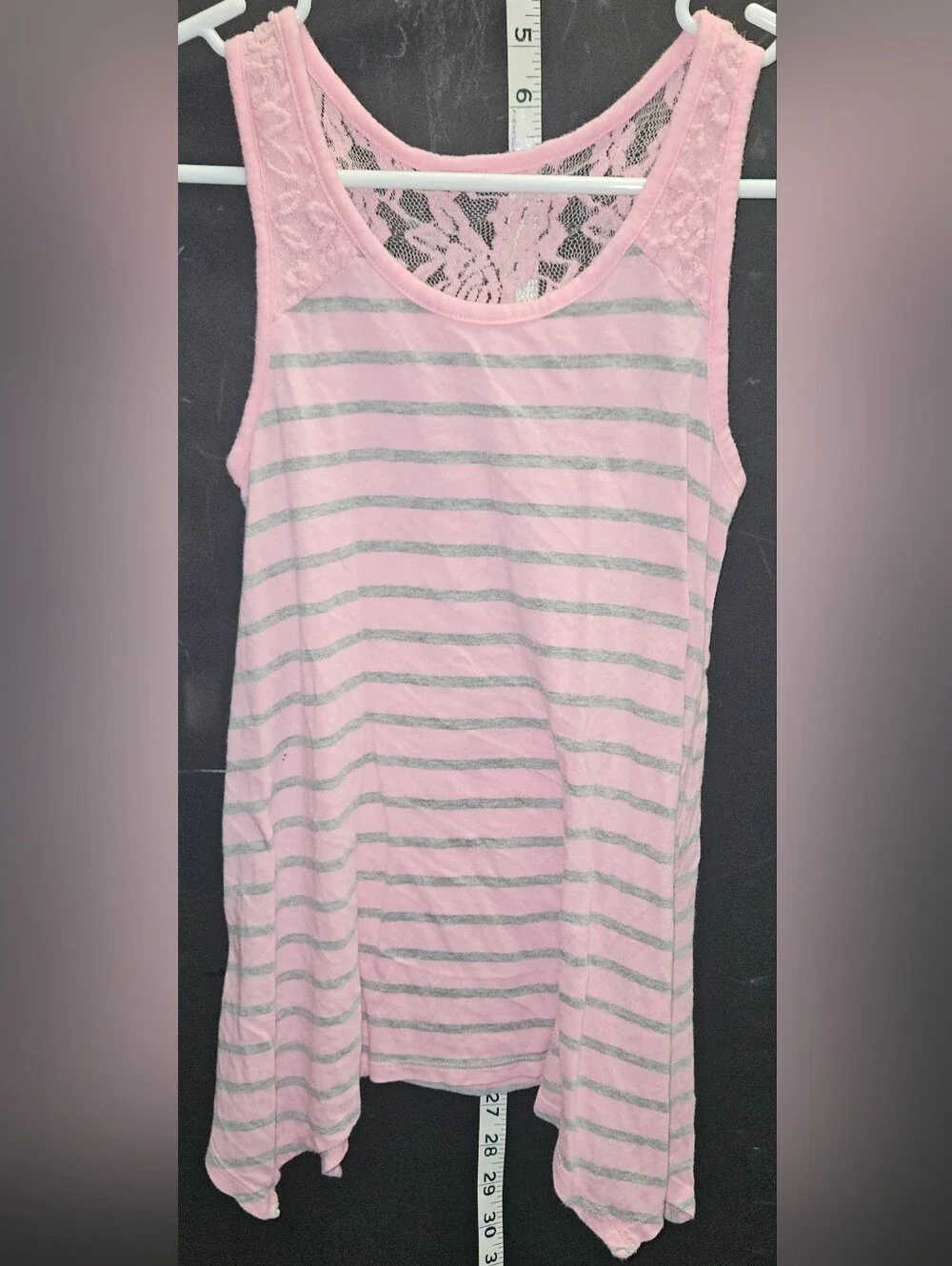 Justice Girls' Pink Striped Lace-Back Tank Top Tunic Size 10